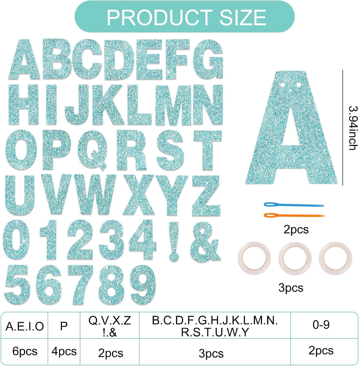 BEISHIDA 116 PCS A-Z DIY Letter Custom Banner Birthday Party Decor – Fun for Kids & Family - Glitter Light Blue - image 3