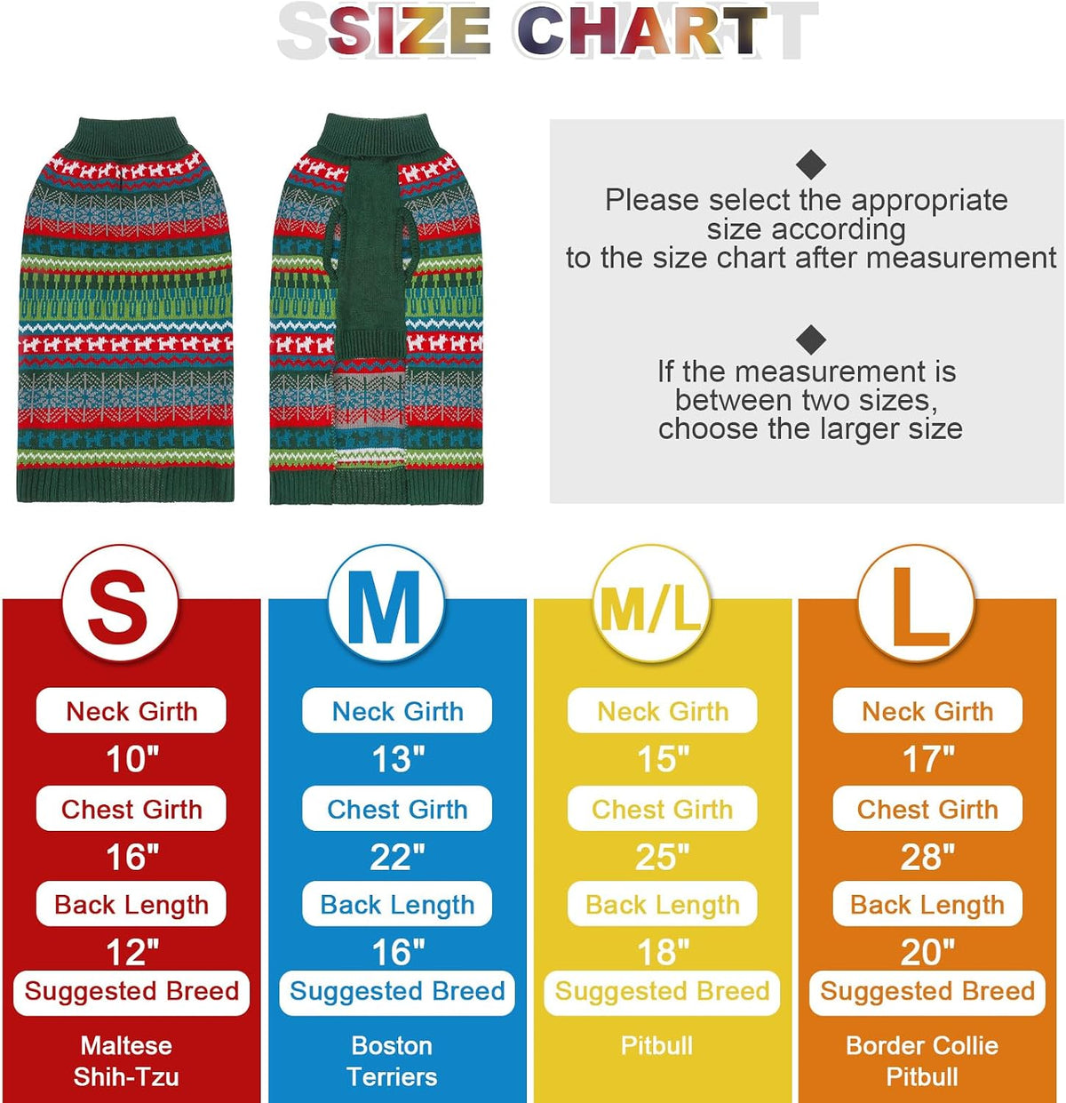Dog Sweater - Winter Coat Apparel Clothes with Colorful Stripes for Cold Weather – Essentials for Dogs - Medium/Large / Green - image 2