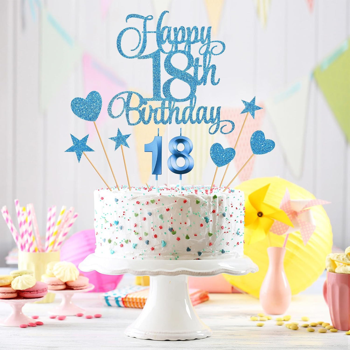 18th Birthday Cake Decorations - Blue - image 4