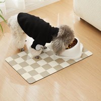 Checkered Dog Feeding Mat - 19"L x 12"W / Khaki - image 3
