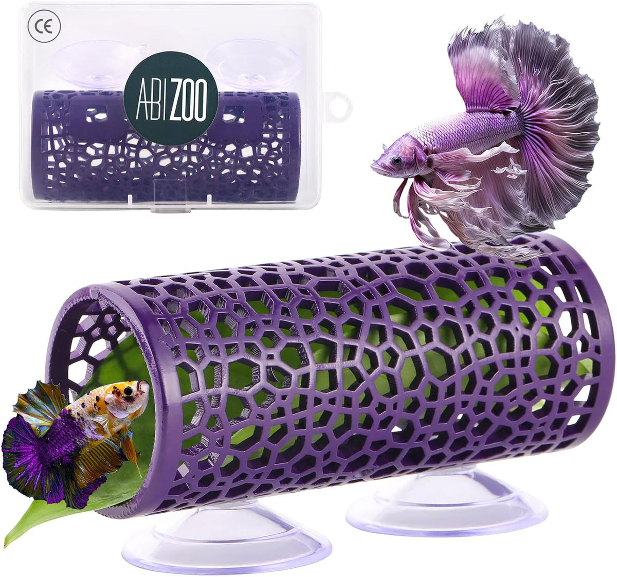 Abizoo Betta Fish Tunnel & Reptile Hide - Purple