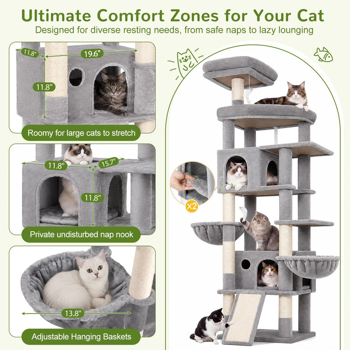 Globlazer Cat Tree for Large Adult Cats - XXL / Light Grey - image 4