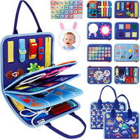 JHkim Busy Board Montessori Toys for Boys Girls Gifts - Blue