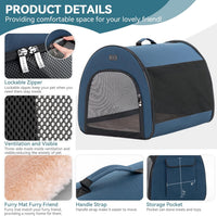 PETSFIT Portable Dog Crate, Travel Dog Crate, Roomy - Navy Blue / 16.5"L x 16.0"W x 19.0"H - image 3