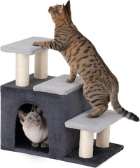 3-in-1 Pet Stairs for Cats, Dog Steps for Small Doggie Rabbits – Essentials for Cats - M-Gray