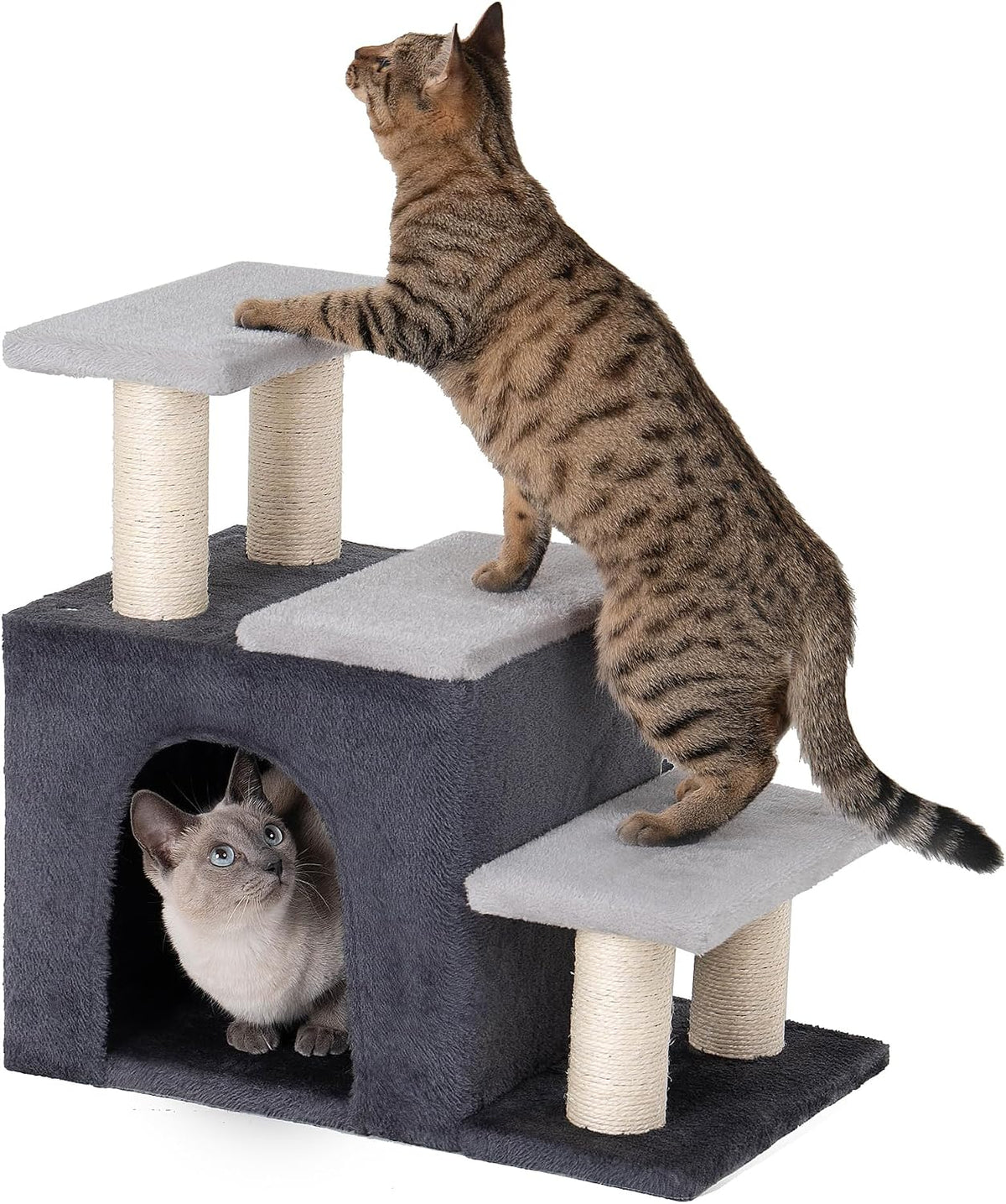 3-in-1 Pet Stairs for Cats, Dog Steps for Small Doggie Rabbits – Essentials for Cats - M-Gray