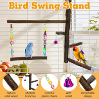 Natural Parrot Perch Bird Stand Pole Wild Grape Stick Paw Grinding - Wood Perch with Swing Toy - image 4