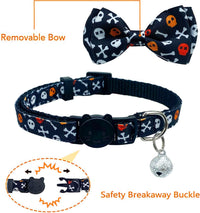 2 Pack Halloween Cat Collars with Bells, Breakaway - Jack-O-Lantern/Skeleton Dance - image 2