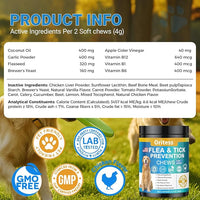 Flea and Tick Prevention for Dogs, 180 Soft Chews Natural Dog Flea and Tick Chewables Oral Flea Supplement for Dogs, Puppy Flea Support - All Breeds & Ages - Chicken Flavor