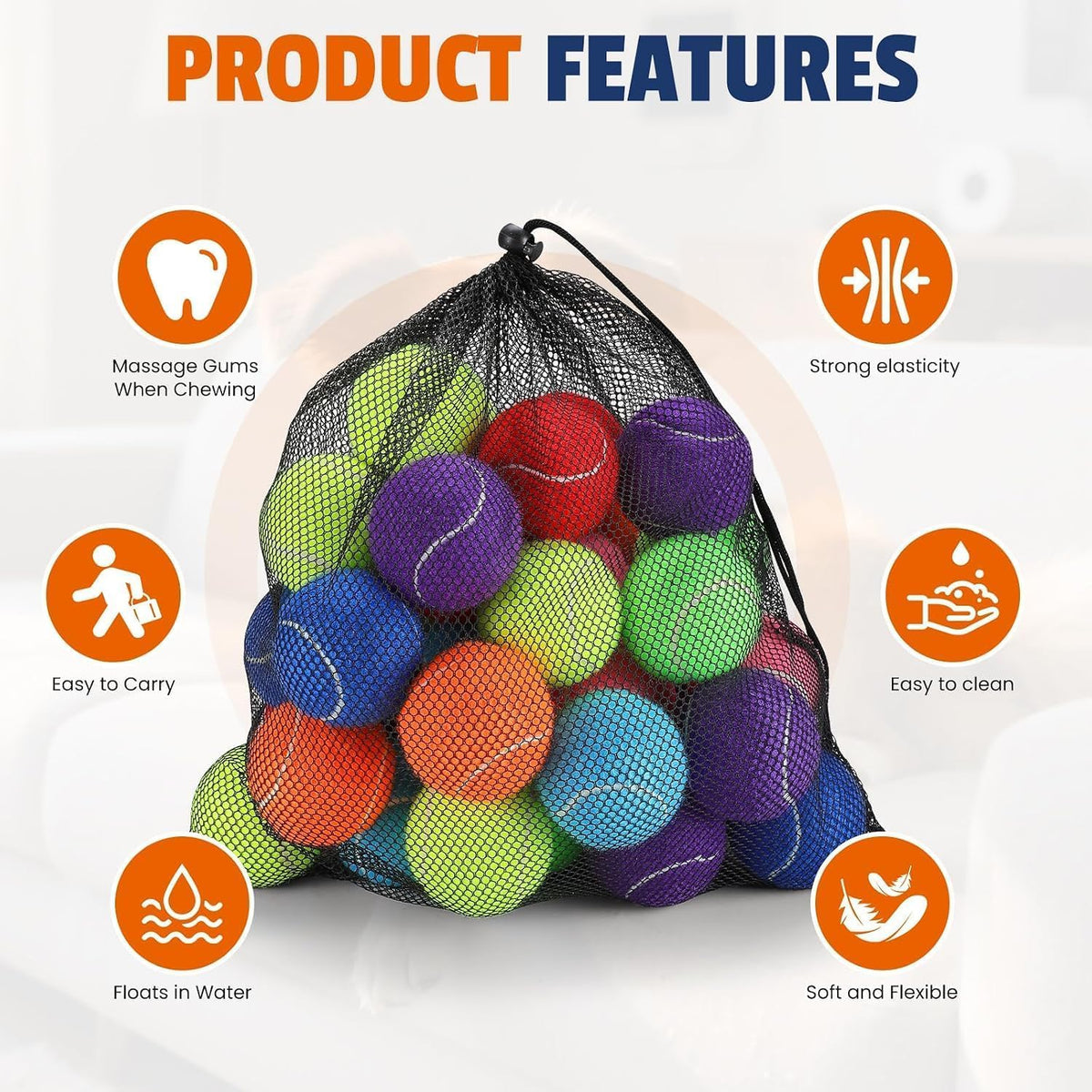 Colorful Tennis Balls for Dogs, Non Squeaky - Small-2in / 16P - image 3