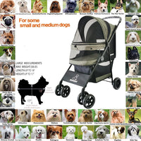ROODO 4 Wheel Dog Cat Pet Stroller Best Lightweight Foldable Compact - sage green - image 4