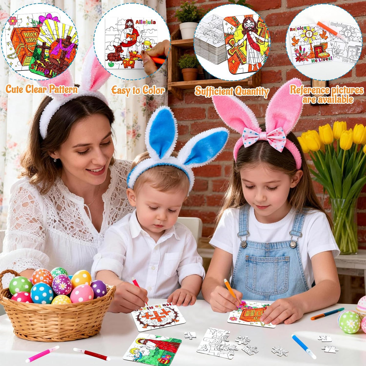 MUOUAKATE Christian Halloween crafts for kids, 24 blank coloring puzzle sets - view 25