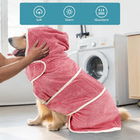 Avont Dog Bathrobe – Super Absorbent Quick-Dry Microfiber Hooded Robe – Essentials for Dogs - Pink / Medium - image 2