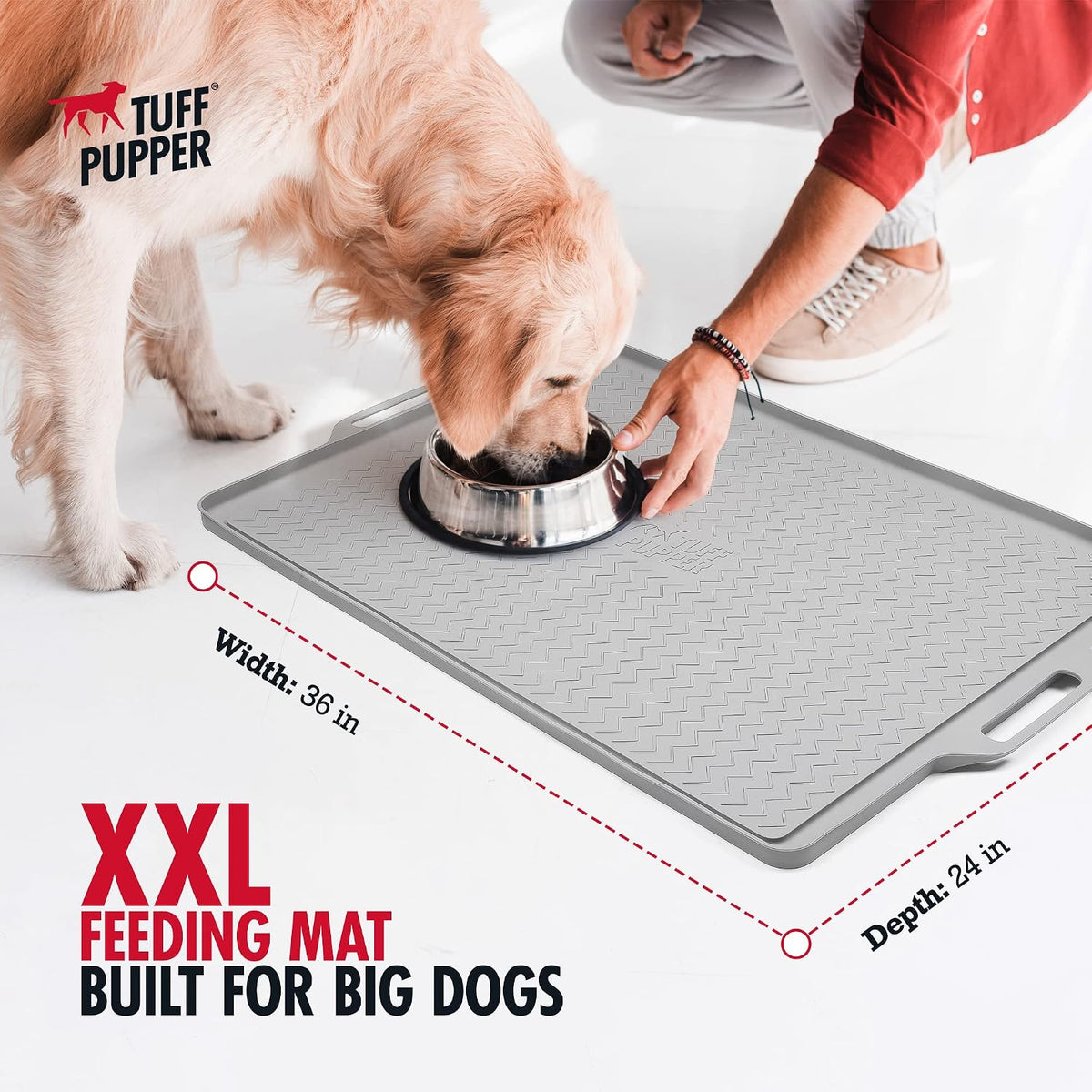 Tuff Pupper 36x24 XXL Dog Feeding Mat for Food and Water - Gray / XX-Large - 36" x 24" - image 2