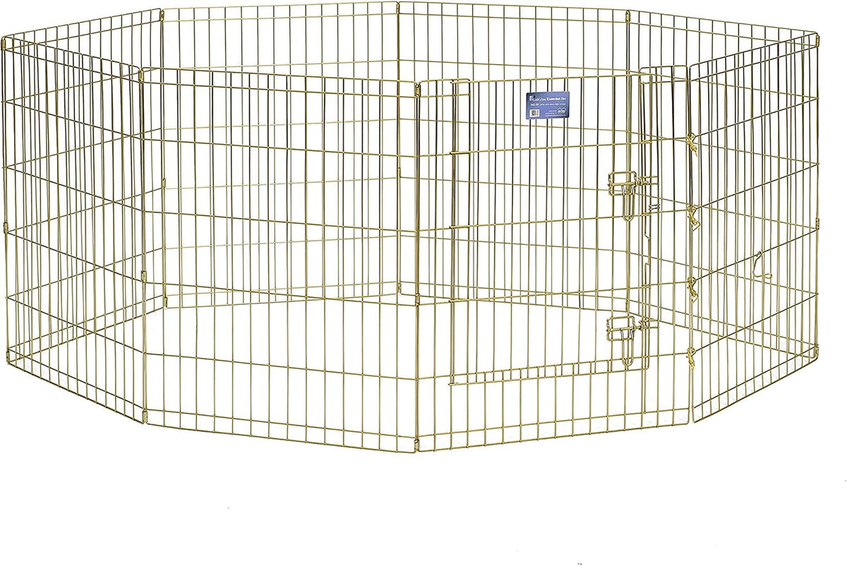 MidWest 30-Inch Exercise Pen, Single Door, 16 Sq Ft Play Area – Essentials for Dogs - Gold Zinc w/ Door / 30" H - image 2