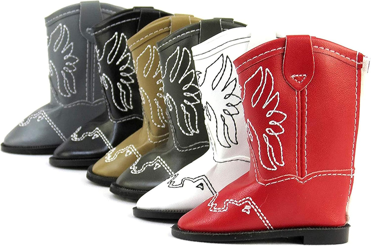 American Fashion World brown handmade cowgirl boots for 18 inch dolls - view 2