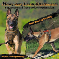 rabbitgoo Dog Harness for Large Dogs No Pull, Tactical Service Pet Vest with Molle and Control Handle, Adjustable and Reflective Military Harness for Easy Walking and Training, Desert camo, XL