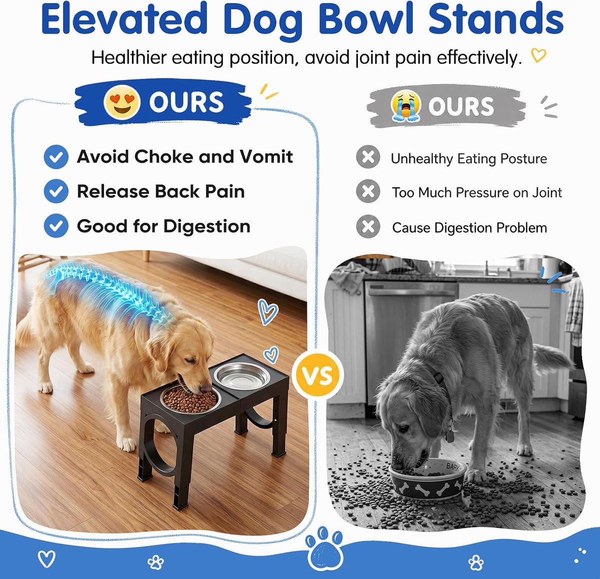XIAZ Elevated Dog Bowls Large Breed Raised Dogs Bowl Stand - A-Black / Basic - image 3