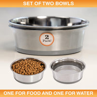 Neater Pet Brands Stainless Steel Dog Bowls with Non-Slip Rubber - 8 Cup (Set of 2) / Gray - image 3