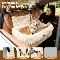 Pawaboo Dog Car Seat Bed, Memory Foam Booster for Medium/Large Dogs, Beige – Essentials for Dogs - Beige - image 4