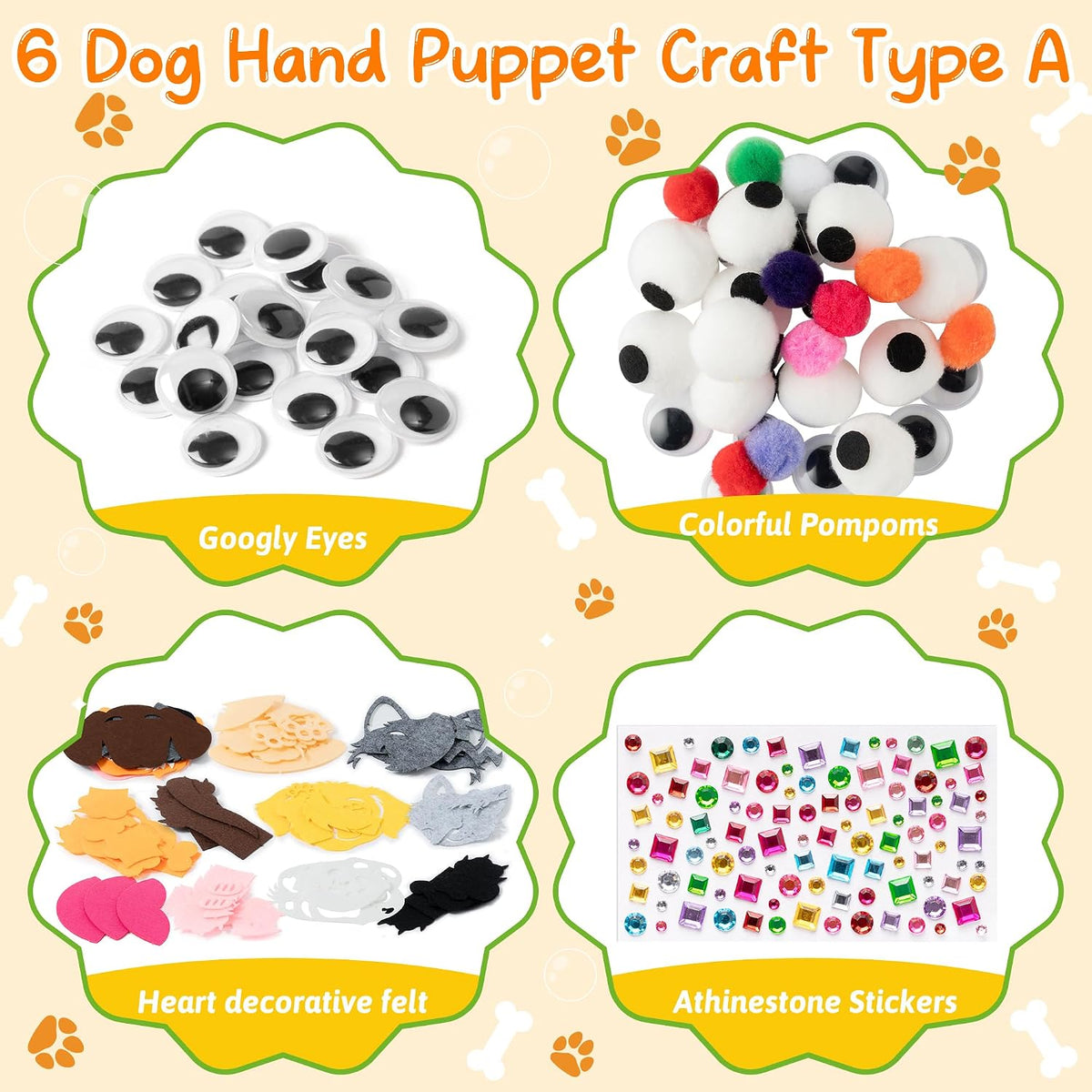 WATINC Hand Puppet Making Kit, Felt Sock Puppet Toys for Kids – Fun for Kids & Family - Dog A - image 2