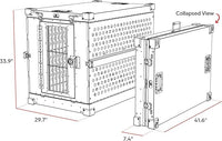Heavy Duty Fully Collapsible Powder-Coated Aluminum Dog Crate - Large (Gray)