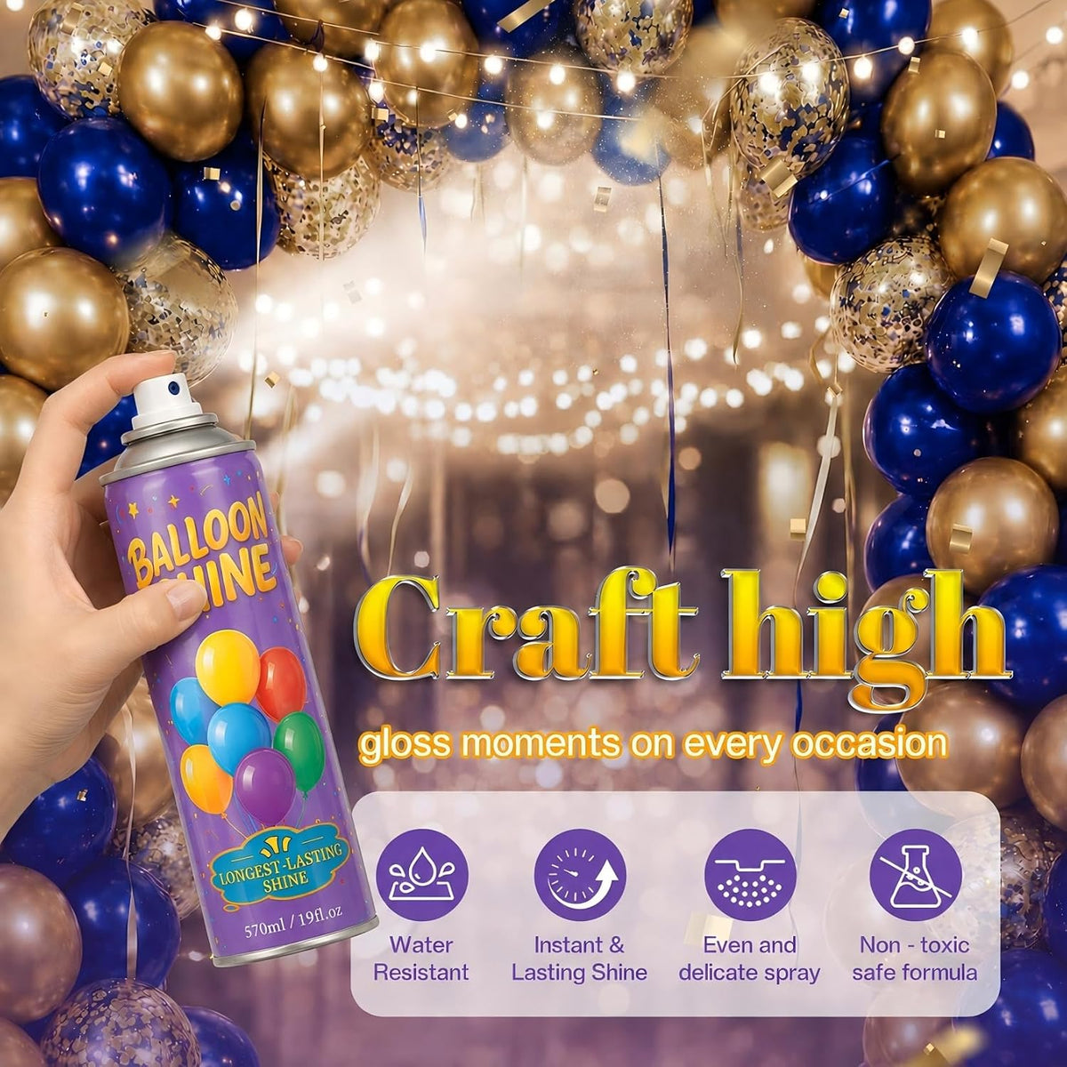 Balloon Shine Spray for Party : 15 oz Balloons Spray Silicone – Fun for Kids & Family - 19 OZ - image 2