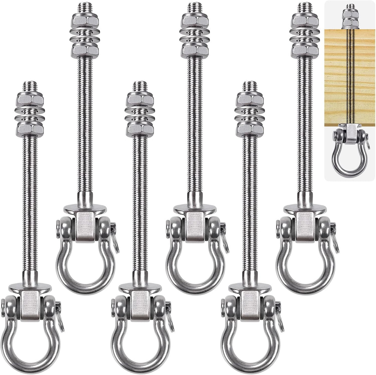 SELEWARE Heavy Duty Swing Hanger - U (9 inch, 6 Pack Silver)