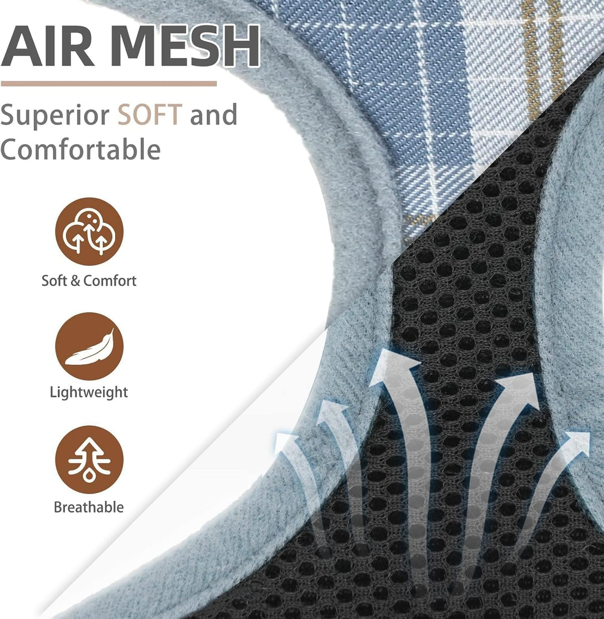Pupteck Soft Mesh Dog Harness Sized and Leash Set Pet Puppy Cat - Sky Blue / S (NECK: 12", CHEST: 14"-18") / Classic over-the-head harness - image 2