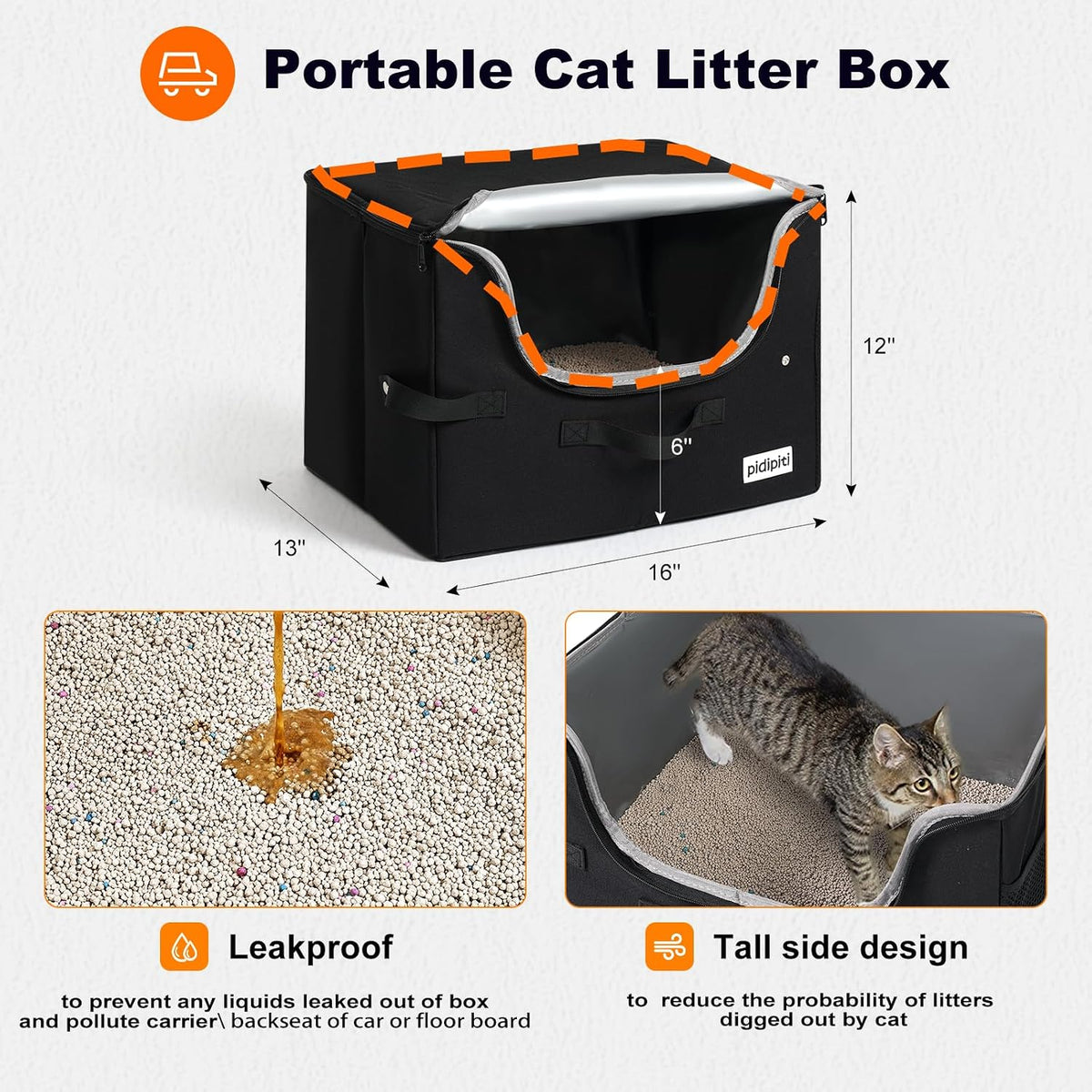 25x17x17 Extra Large Expandable car cat Carrier with a Litter Box – Essentials for Cats - 25.5"L x 17.0"W x 17.0"H / High side litter box - image 4
