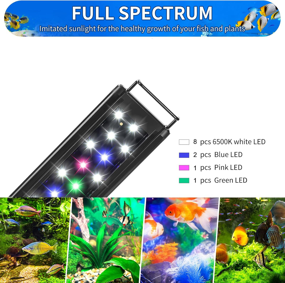 AQUANEAT LED Aquarium Light for 12 Inch Fish Tank - 8"-10" - image 3