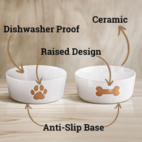 Ceramic Dog Bowl Set of 2 with Anti-Skid Base, 5.5"W x 2"H - Small 5.5" / Brown - image 3