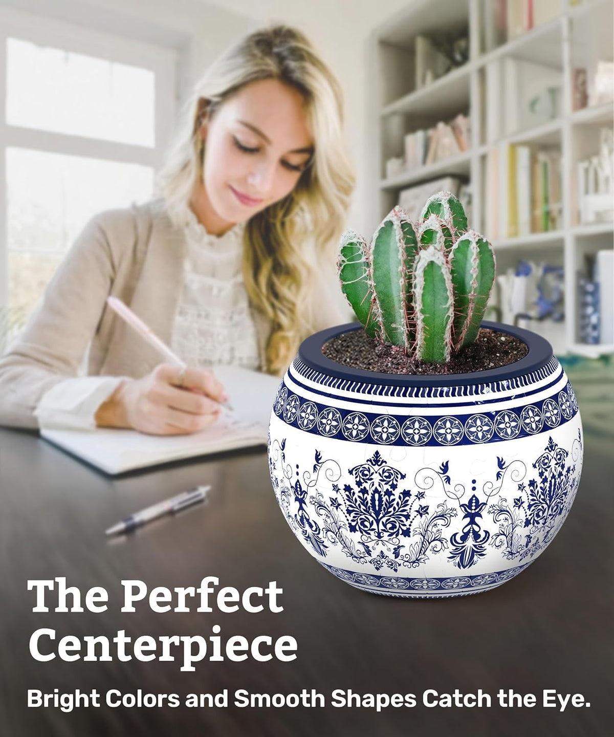 PieceRelax Unique 3D Puzzle Planter, 80 Plastic Pieces [K1101] - Classic Ornamental Style - image 3