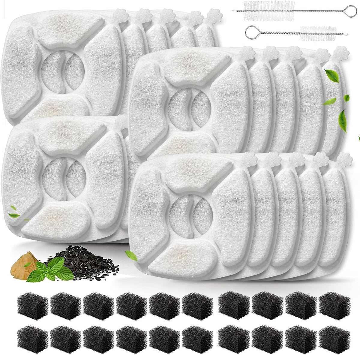 Cat Water Fountain Replacement Filters-12 Pack Cat Fountain Filters - 20 Filters+20 Sponges
