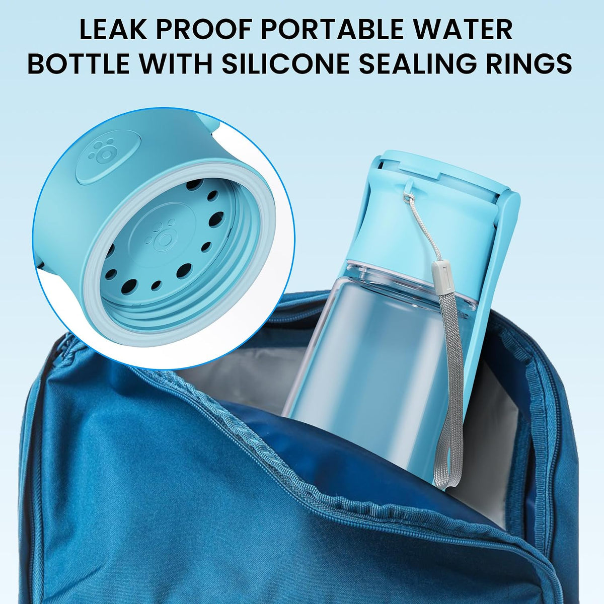 Portable Dog Water Bottle Dispenser [Leak Proof & Foldable] Dog - Blue / 19OZ - image 3