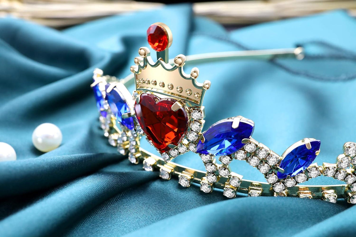 Descendants 5 Crown and Red Heart Necklace Gold Tiara Jewelry Set - image 3