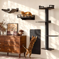 FUKUMARU Cat Wall Shelves, Beige - Black / 4-Pack Large