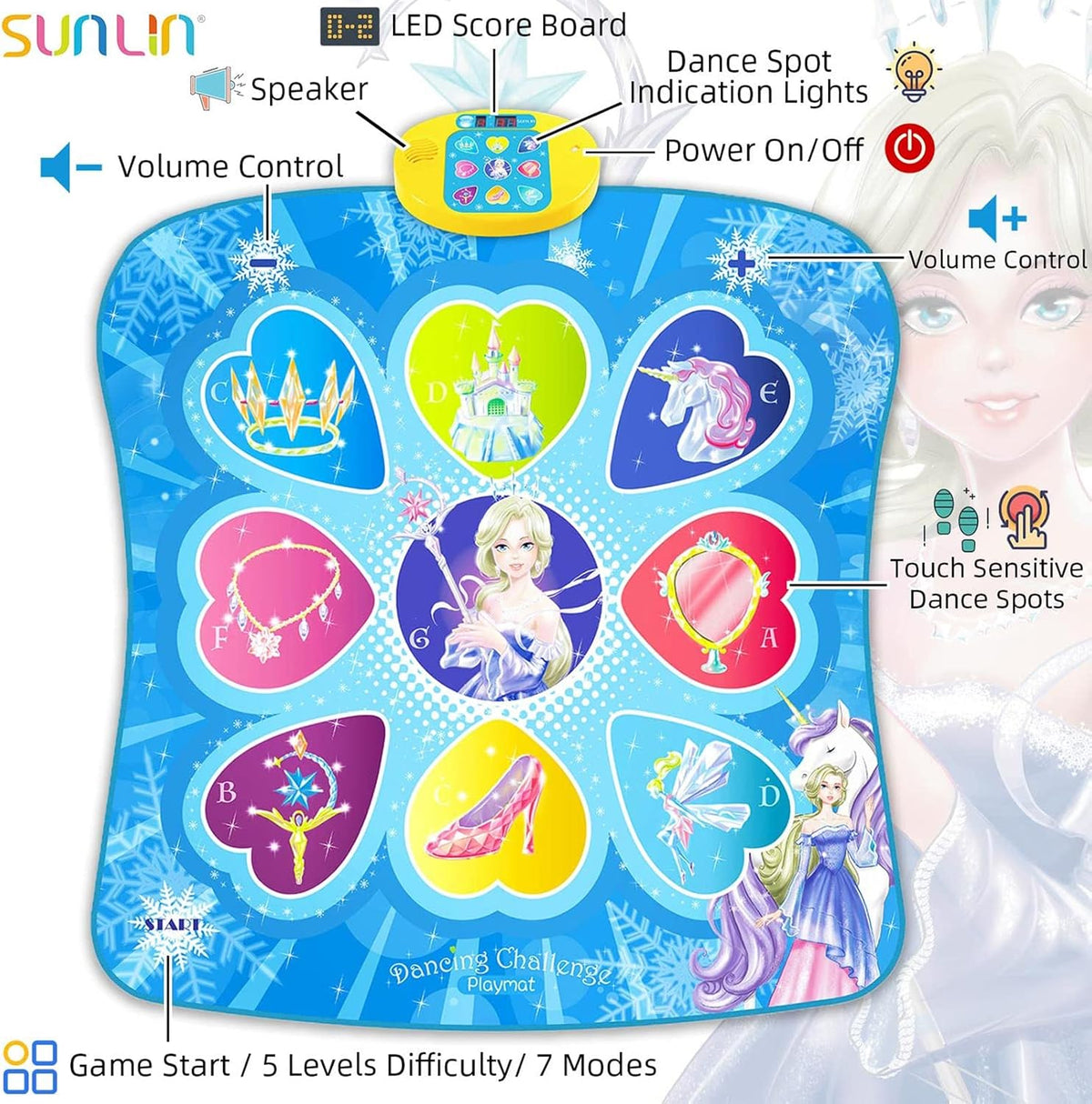 SUNLIN Dance Mat for Girls Ages 3-8 - Frozen - image 2