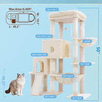 Hey-brother Cat Tree Tower with 3 Condos - 50 inches / Beige - image 2