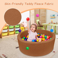 MEOGETY beige teddy fleece foam ball pit for toddlers with soft round walls - view 12