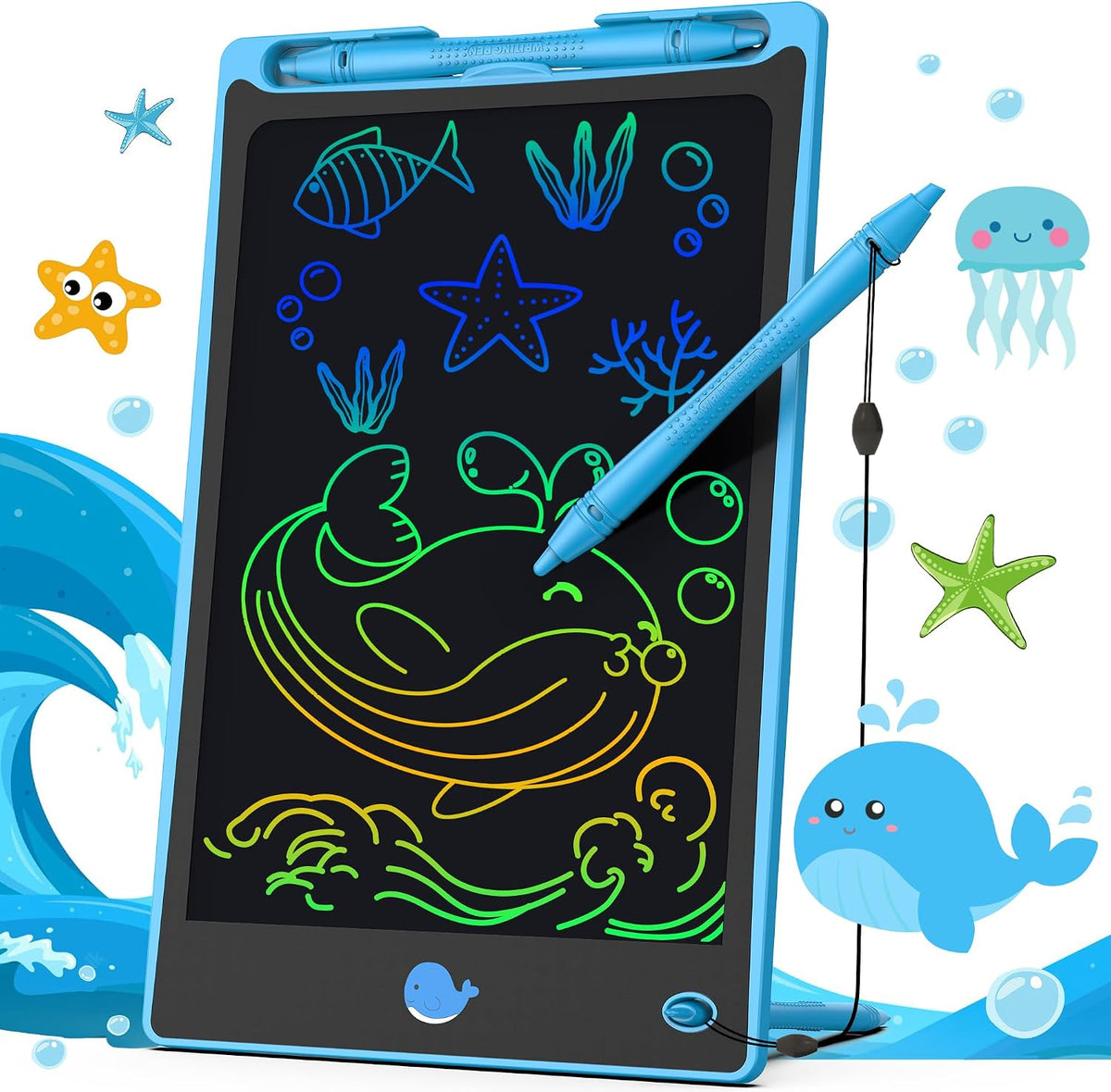 Hockvill LCD Writing Tablet for Kids 8.8 Inch - 6"W x 9"H / Blue