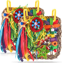 ERKOON Bird Toys, Parrot Toys Foraging Swing Mat Parrot Cage Hanging Toys Birds Grass Mat Climbing - Large grass mat-2 Pack
