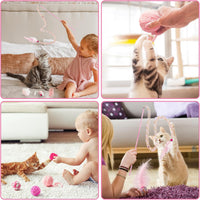 10-piece pink cat toy set with mice, bell balls, springs and crinkle balls - view 3