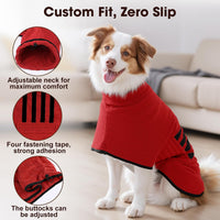 Microfiber Dog Bathrobe, Super Absorbent Dog Drying Coat – Essentials for Dogs - Red / Large - image 2