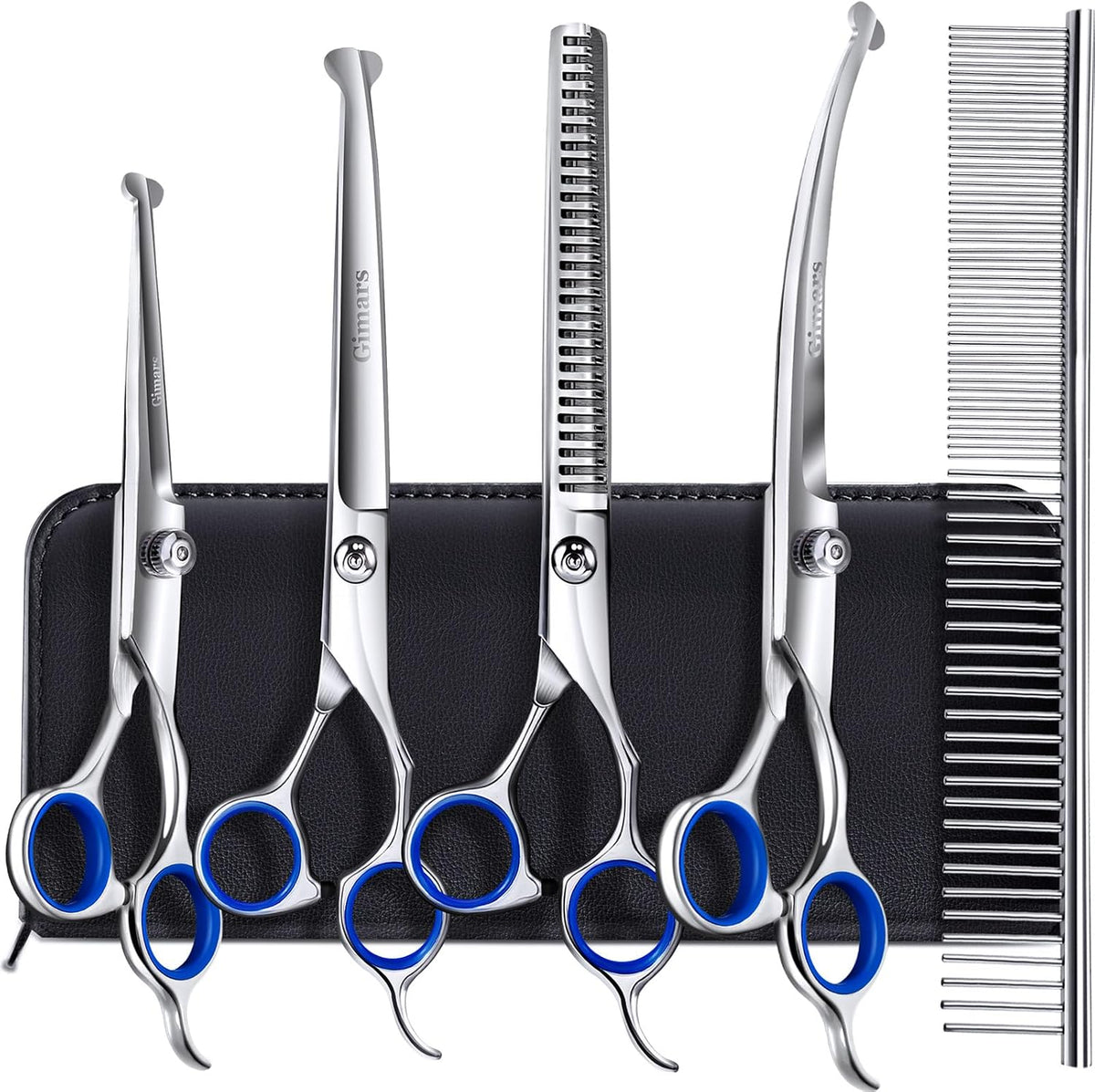 Gimars Titanium Coated Professional 6 in 1 4CR Stainless Steel Dog - Professional Blue 6 in 1