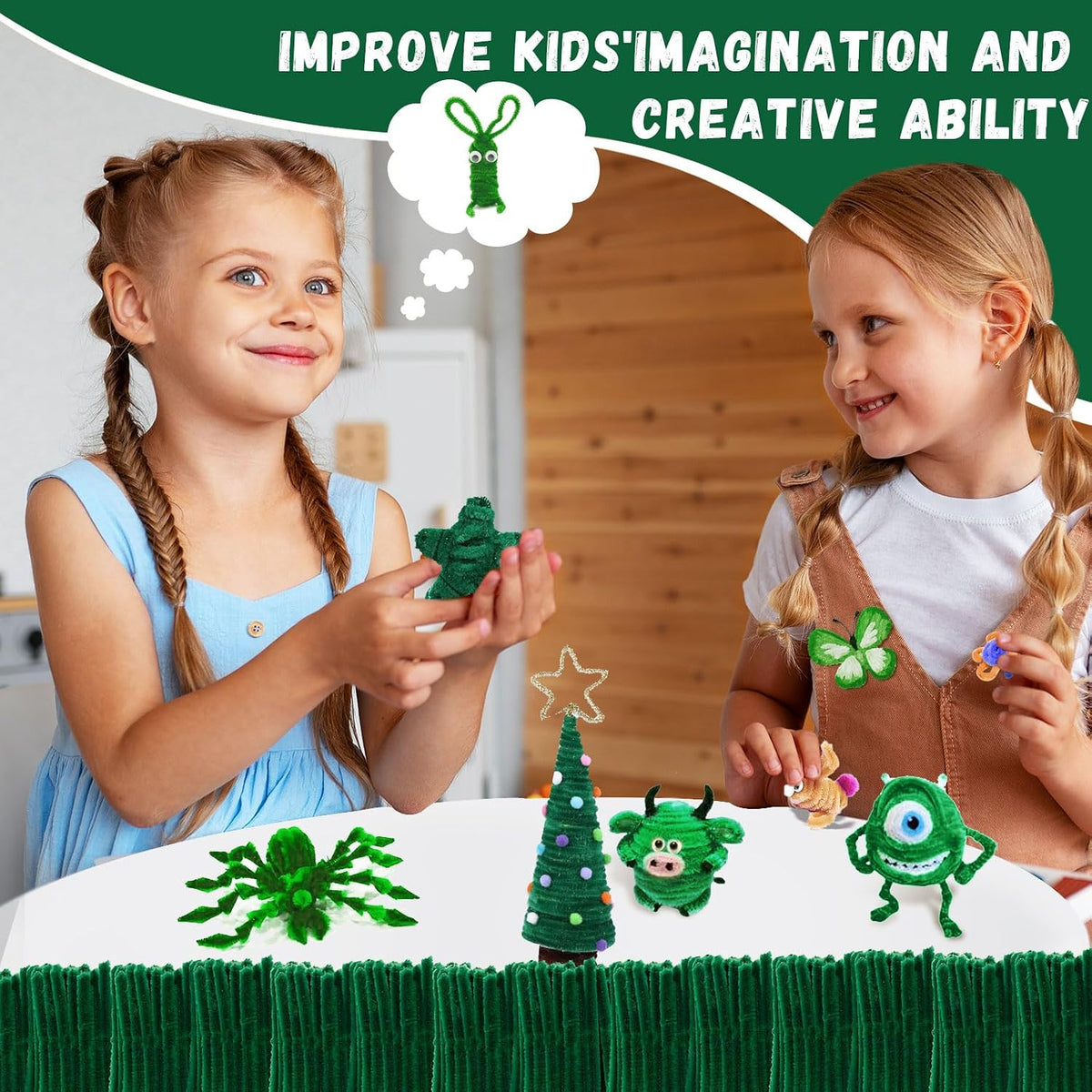 Black Pipe Cleaners for Crafts, Craft Supplies, Arts and Crafts - Christmas Green - image 3
