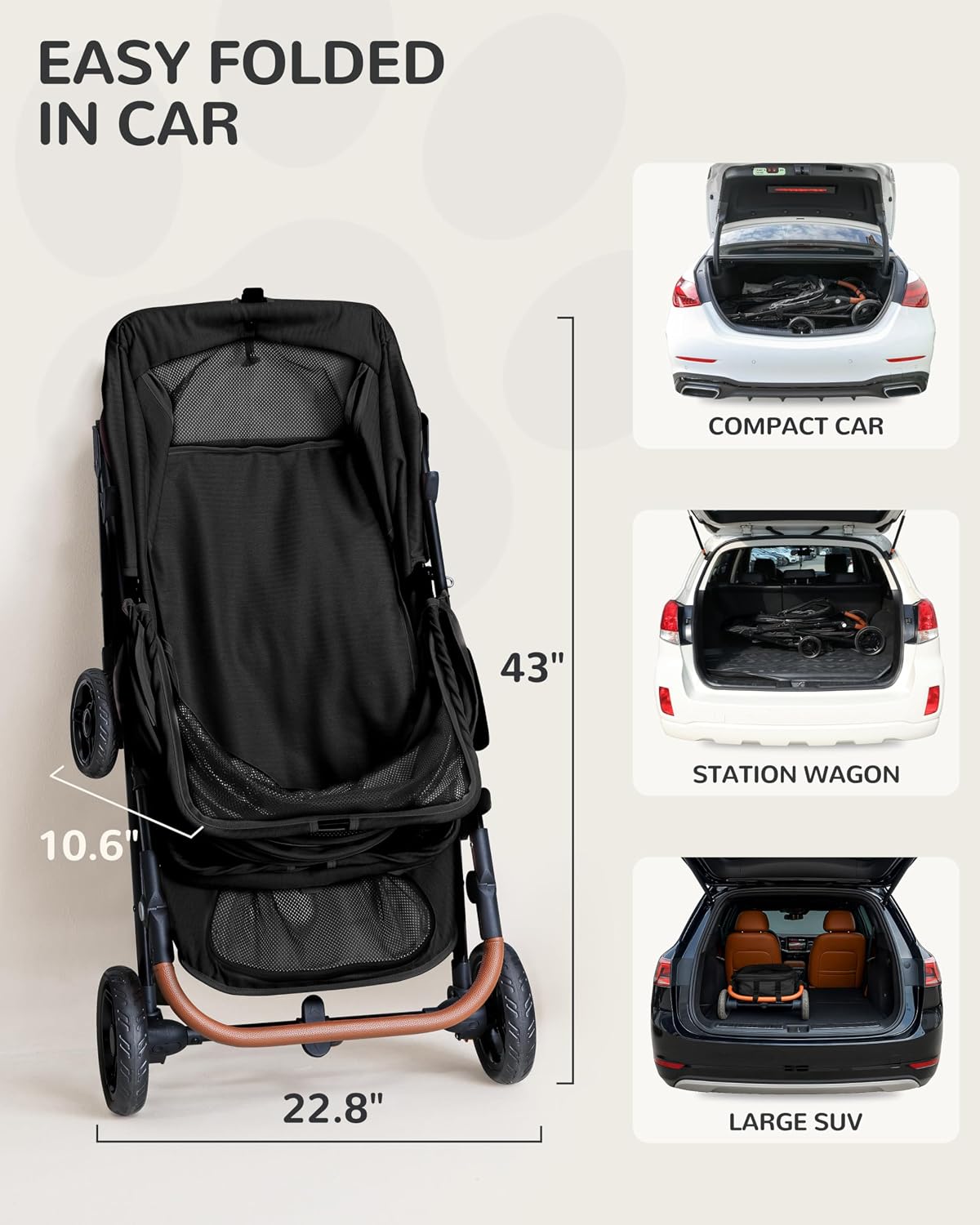 Dog Stroller for Large & Medium Dogs, for 2 Small Dogs – Essentials for Dogs - Classic Black - image 2