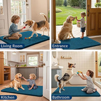 Smiry Dog Door Mat for Muddy Paws 47x32, Absorbs Moisture and Dirt Doormat, Non-Slip Washable Quick Dry Chenille Front Door Mat Indoor Entrance, Entryway Carpet for Inside Floor, Atlantic Blue