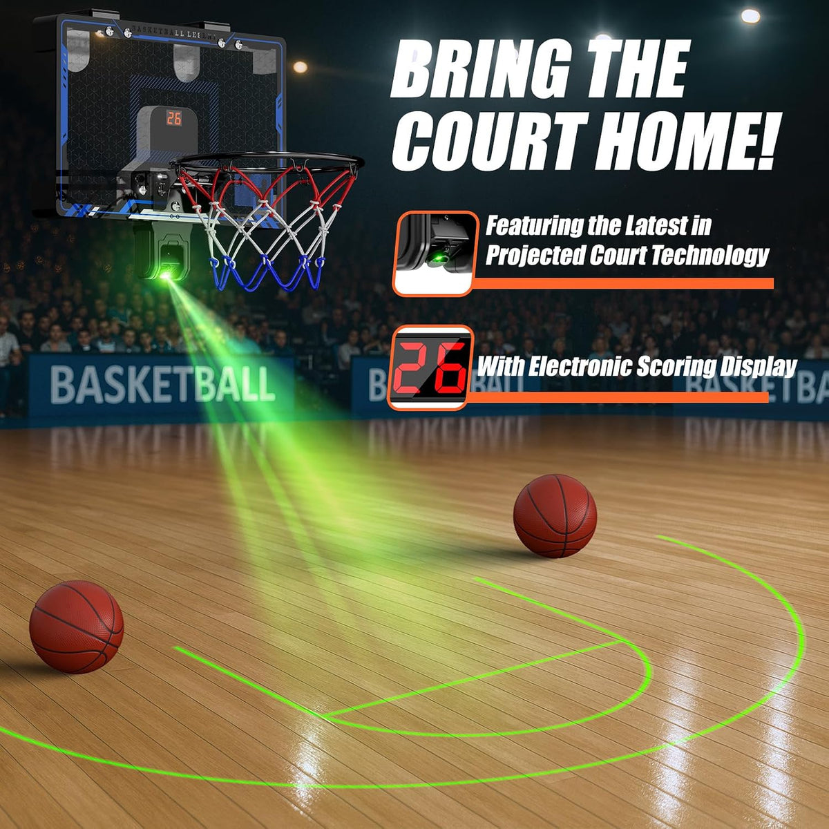 Indoor Basketball Hoop with Auto Scoring - Basketball Hoop with Projected Court - image 2