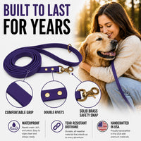 Biothane Leash, Brass, 6 ft x 5/8, Black – Essentials for Dogs - 5/8 / Purple - image 4